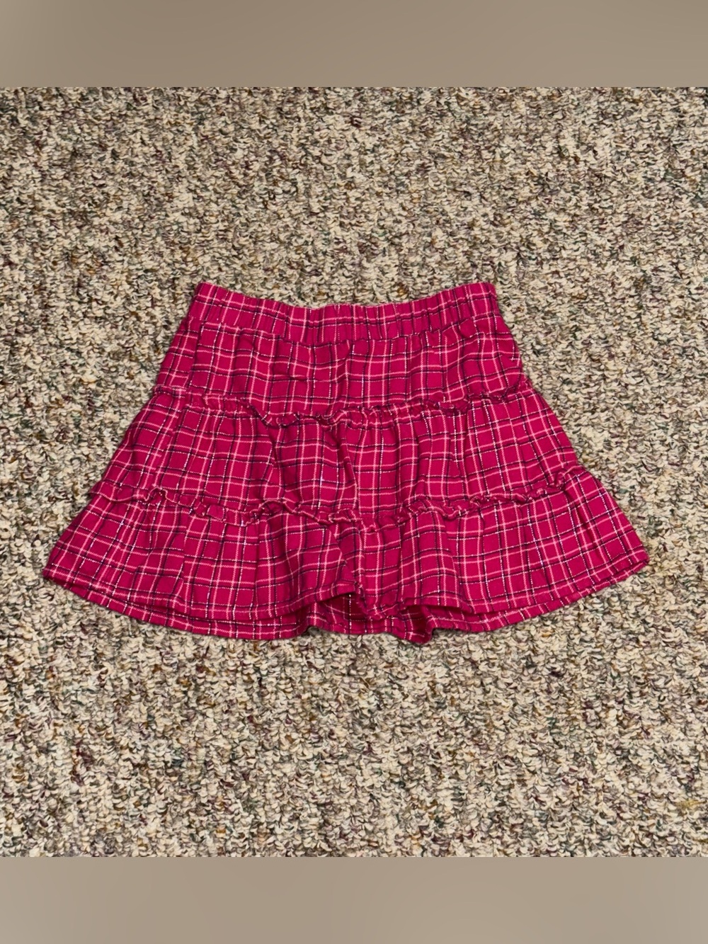 Girls size small 6/6x skirt Pink Plaid Tiered Mini Skirt